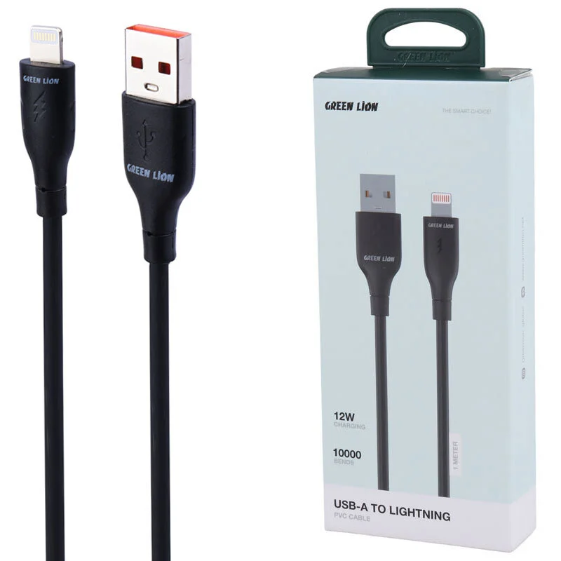 کابل آیفونی فست شارژ  گرین لاین مدل GNPVCUSALGBK QC 12W 1m